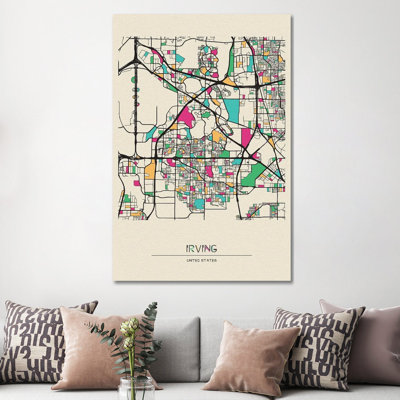 Irving, Texas Map by Ayse Deniz Akerman - Wrapped Canvas Gallery-Wrapped Canvas Giclée