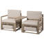 Garden Lounge Set with Table and Ottoman 2 Seater NOCI Modular Metal Beige