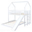 Lit superposé simple au-dessus d'une chambre double avec glissière et échelle intégrée, garde-corps sur toute la longueur, blanc-231037047