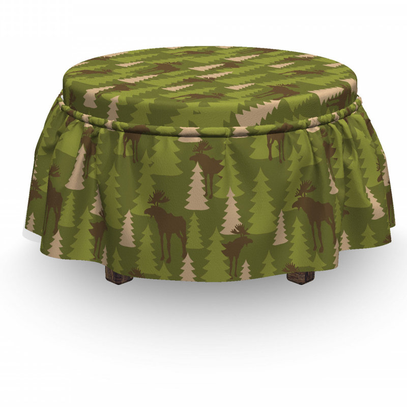 Ensemble de housse pour repose-pieds à coussins carrés 2 pièces cerf forest creatures orignal