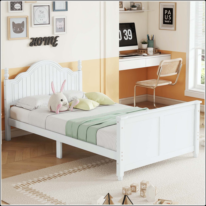 Lit plateforme convertible avec garde-corps amovibles, Lit simple, Blanc