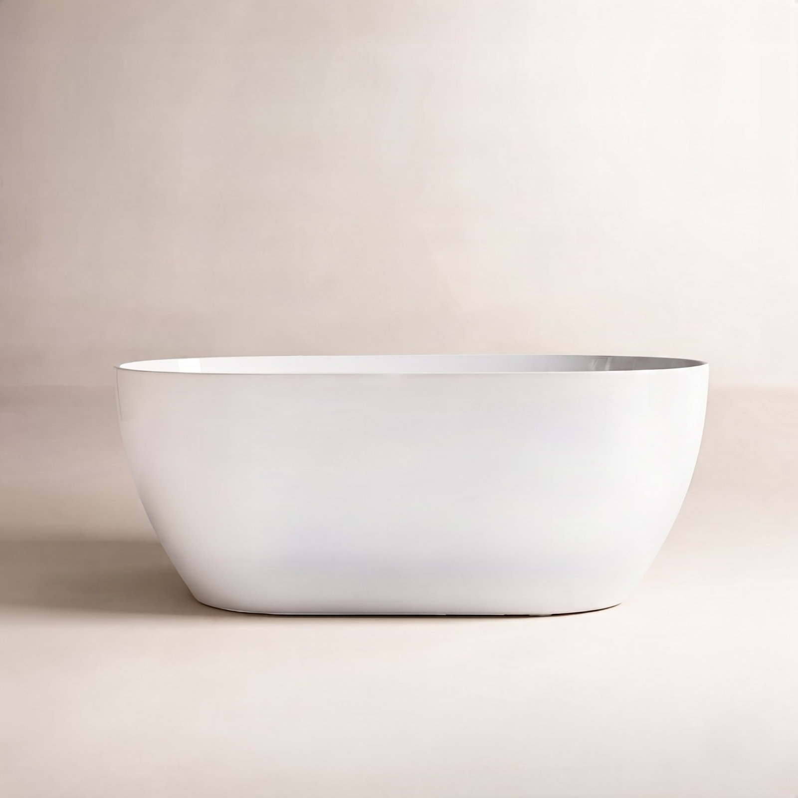 Ember 59" Freestanding Soaking Acrylic Bathtub, White, Chrome