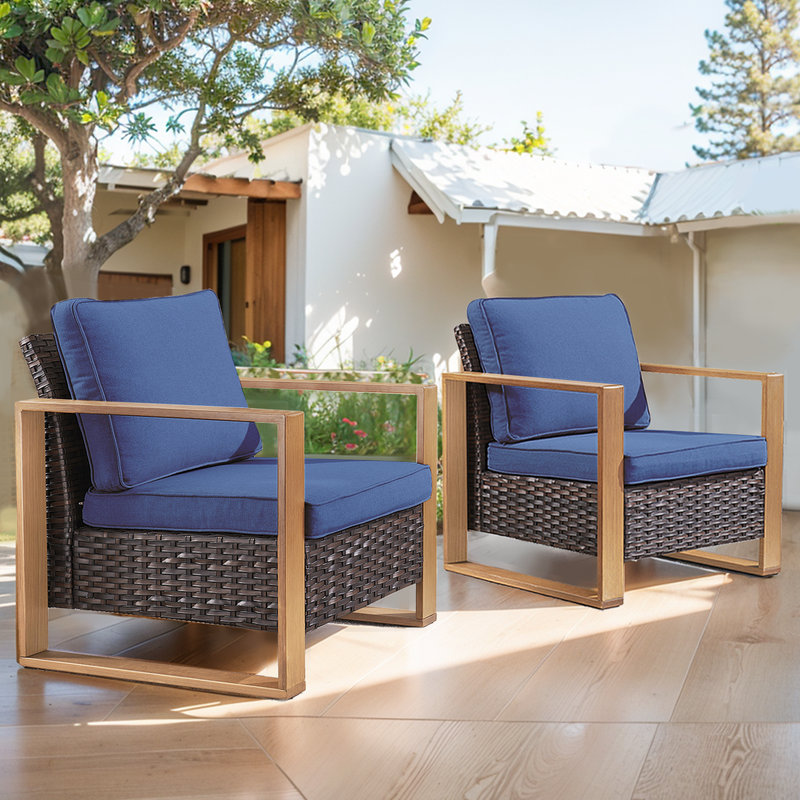 Suilmann Outdoor Lounge Chair, Bleu, Brun