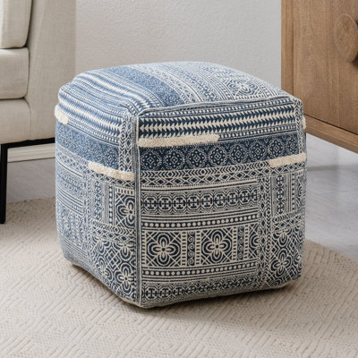 Yinka 18"H Two-Tone Cotton Pouf Ottoman