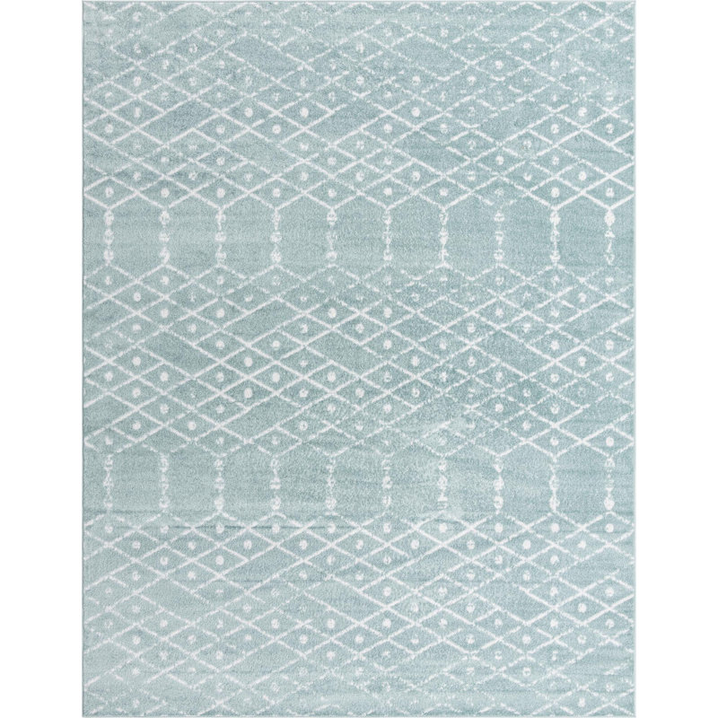 Tapis géométrique Sierra, Ovale 4 pi x 6 pi, Turquoise 