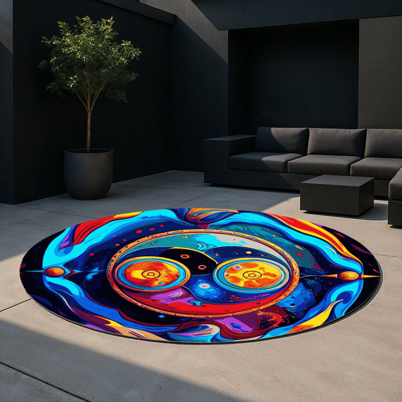 Tapis optique pour l'intérieur et l'extérieur, Rond 5 pi