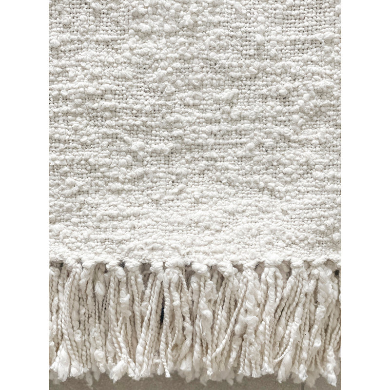 Cozy Hand Woven Throw Blanket, White