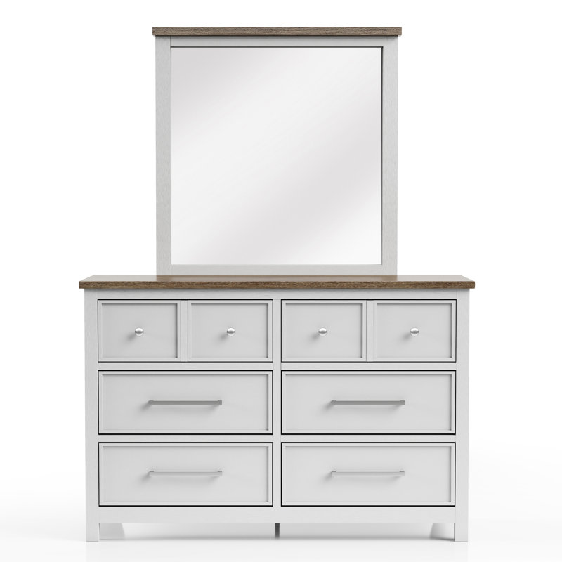 Ensemble commode et miroir 2 pièces Lonegan, Blanc