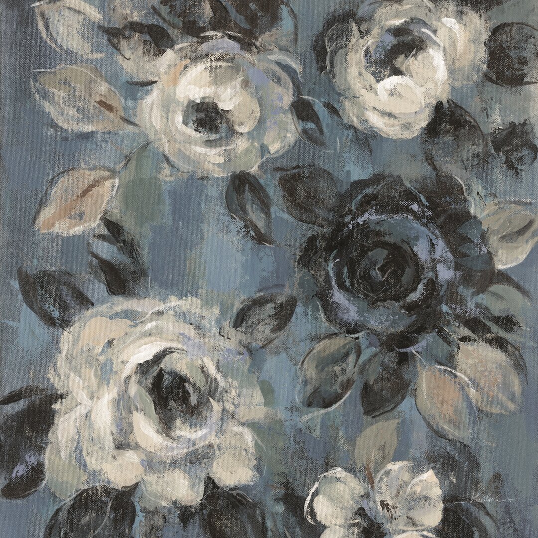 Leinwandbild Loose Flowers on Dusty Blue II von Silvia Vassileva