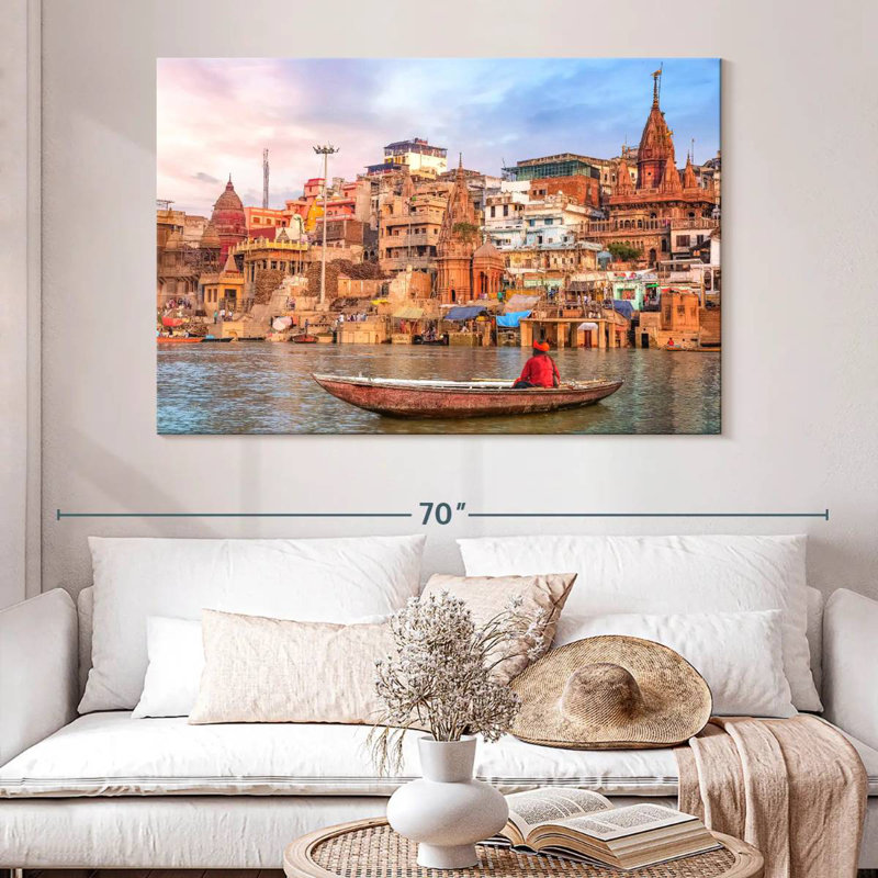 Ravi Sadhu In A Boat, 34" H x 51" W