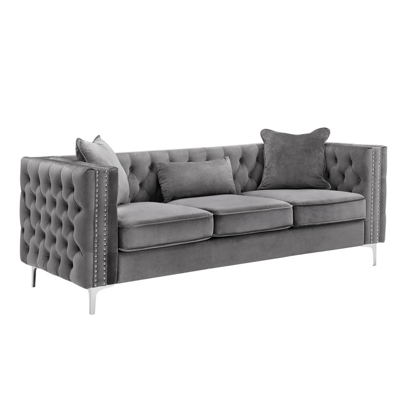 Canapé Chesterfield en velours 86 po Martine