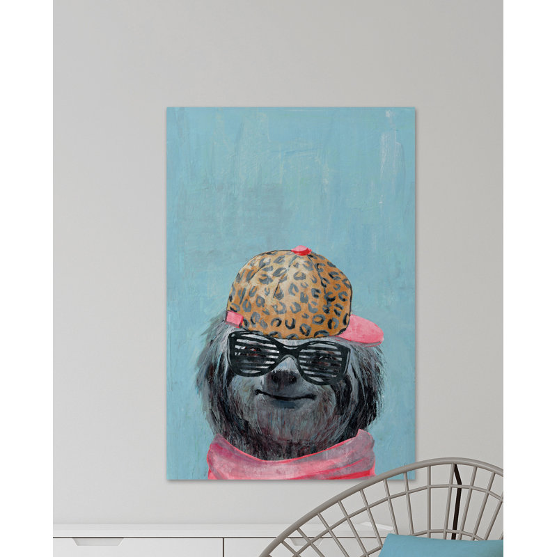 1 Piece Wrapped Canvas Painting, 114cm H x 76cm W x 3.81cm D, Blue/Pink/Yellow