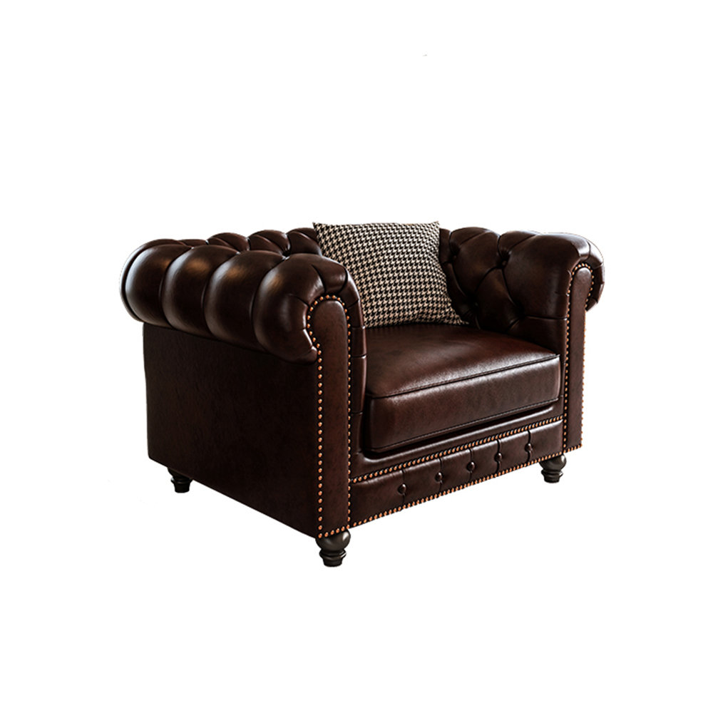 Romero American leather chair Modern retro brown chair Wayfair