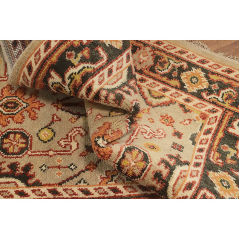 Tapis unique en coton 5 pi 2 po x 3 pi 0 po beige et ivoire