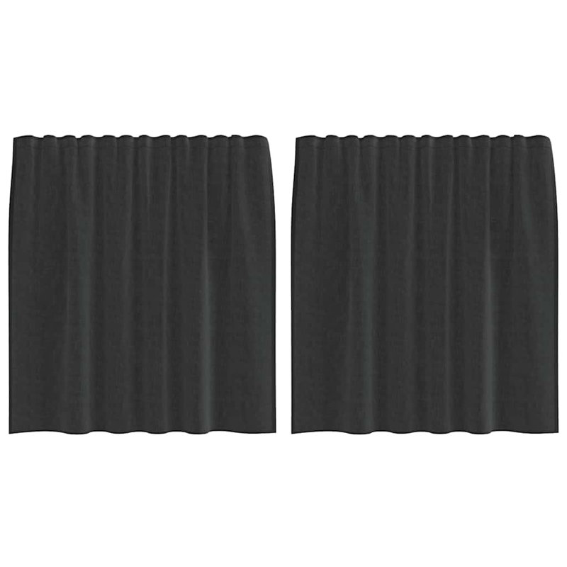 Voile Curtains With Rod Pockets 2 Pcs, 140cm Width x 140cm Drop, Black