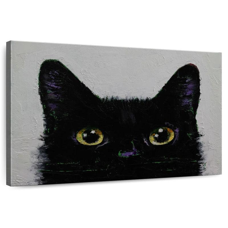 Brampt Black Cat Peeking, 24" H x 36" W