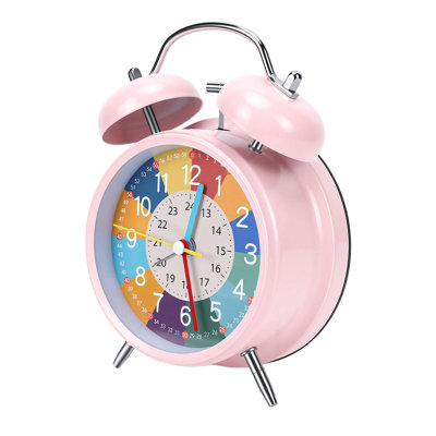 Twin Bell Alarm Clock Metal Retro Silent Movement Battery Operated for Bedside Desk Colorful