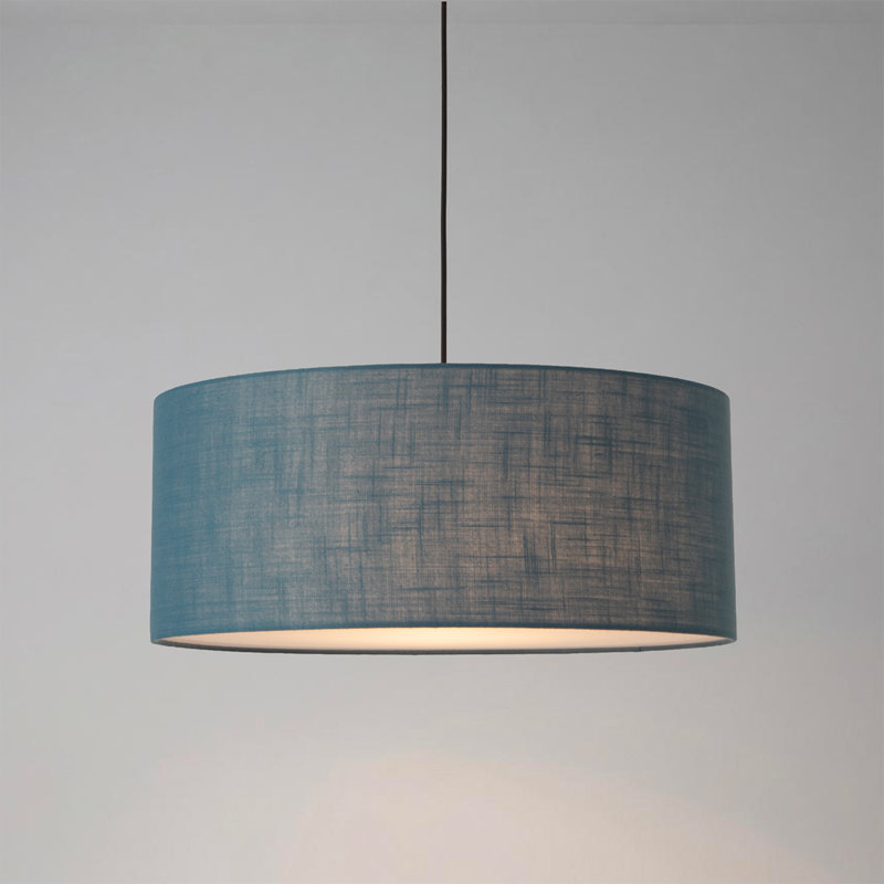 Luminaire suspendu extensible, abat-jour en lin turquoise, laiton patiné, Turquoise