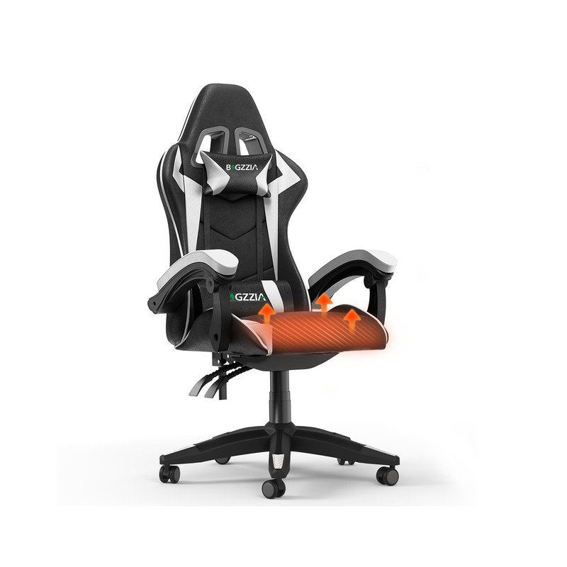 Ivy Bronx Adjustable Faux Leather Swiveling PC & Racing Game Chair, Black/White