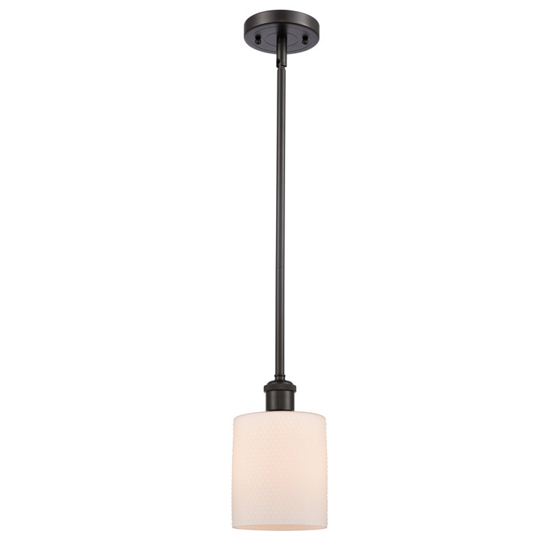 Luminaire suspendu cylindrique 1 lumière Leilani, Bronze huilé, Ampoule non incluse, Blanc mat