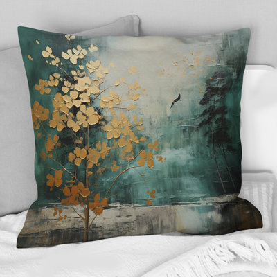 Coussin Golden Emerald Forest - Abstract Spirals