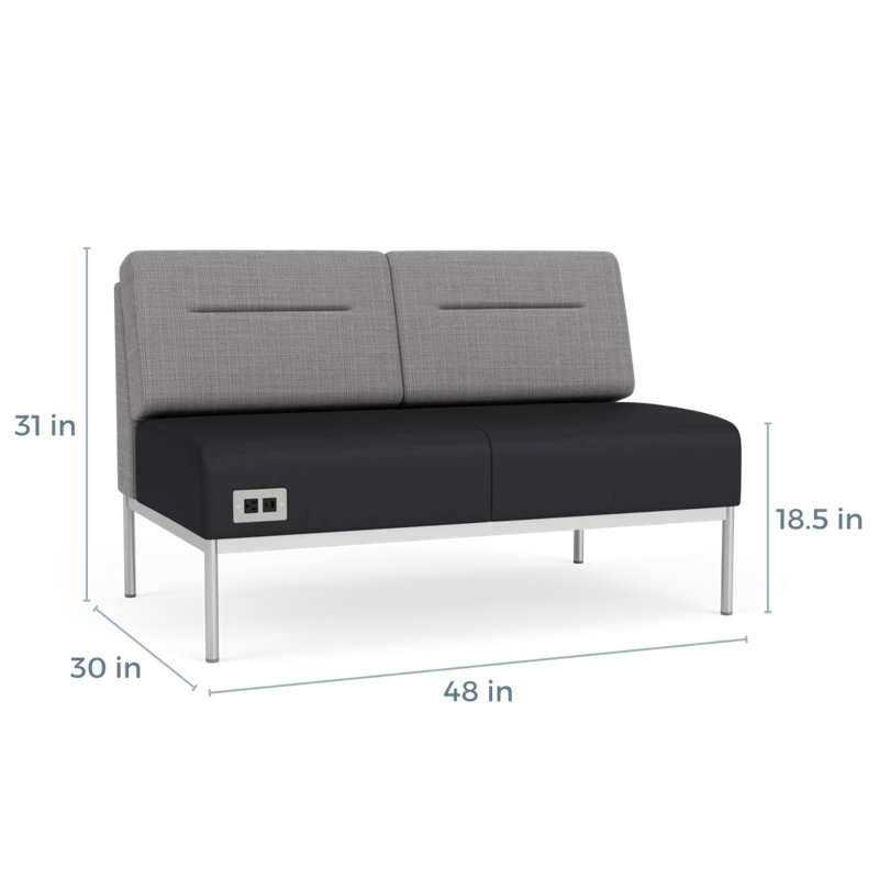 Causeuse Darsey, Avec alimentation, Gris chambray; noir Patriot Plus, Argent argent