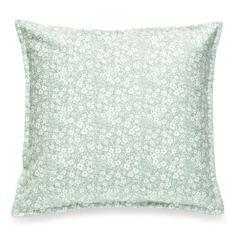 Coussin réversible à motif floral, Vert, Pas de bourre