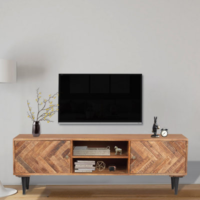 Meuble télé en bois massif pour téléviseur de 65 po ou moins Ethaniel