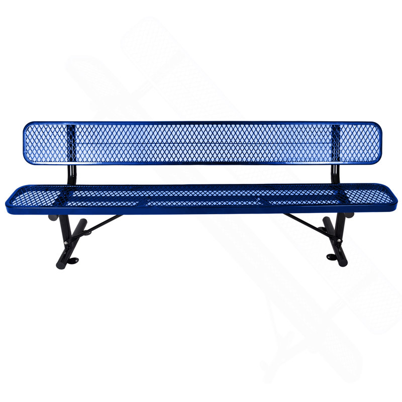 Banc d'extérieur en acier de 8 pi avec dossier, Bleu