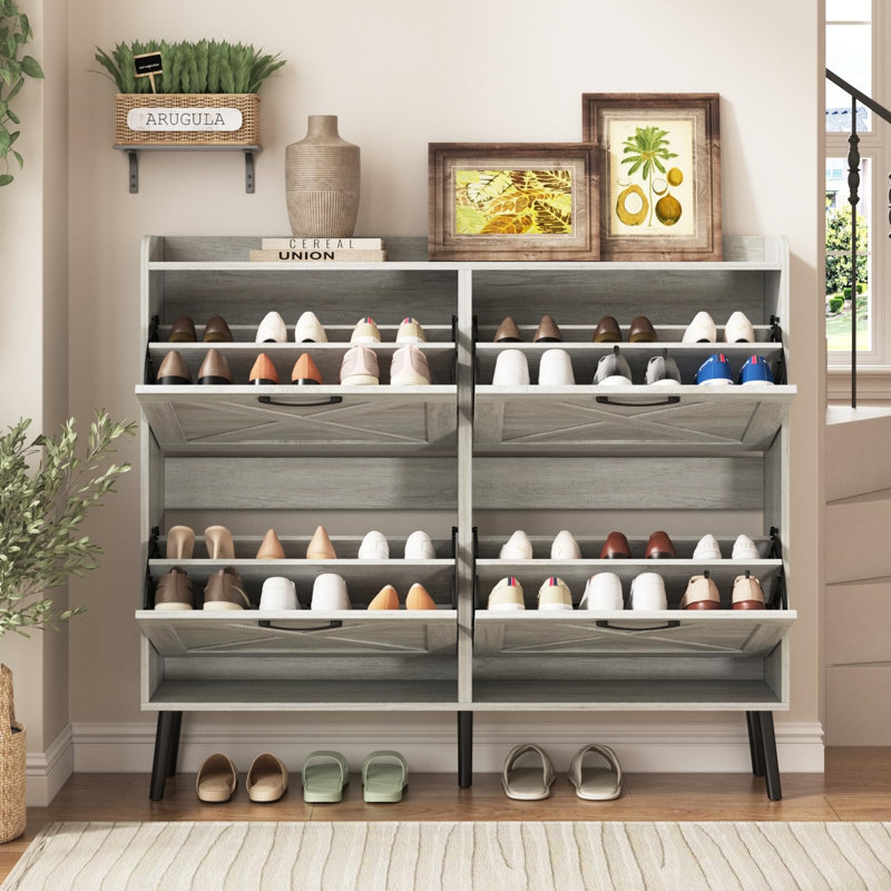 Rangement à chaussures 24 paires, Gris clair