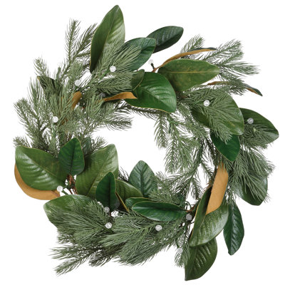 Magnolia Mix 24" Lighted Polyurethane Wreath
