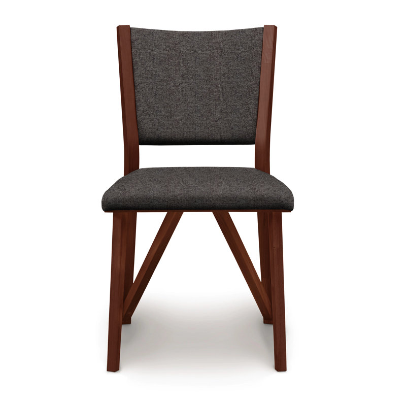 Exeter Upholstered Dining Chair, Fabric Dark Slate, Cognac Cherry