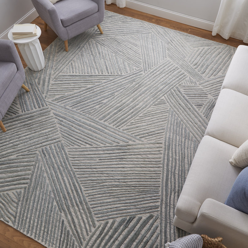 Tapis vert à motif abstrait moderne Elias, Rectangle 10 pi x 14 pi