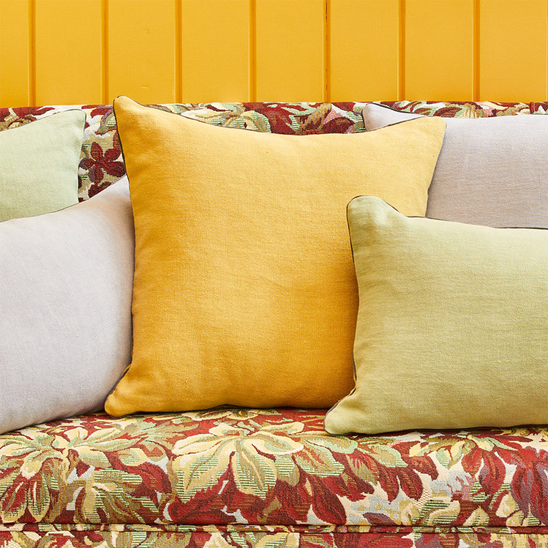 PIGMENT Linen Pillow Cover & Insert, Square 18", Yellow