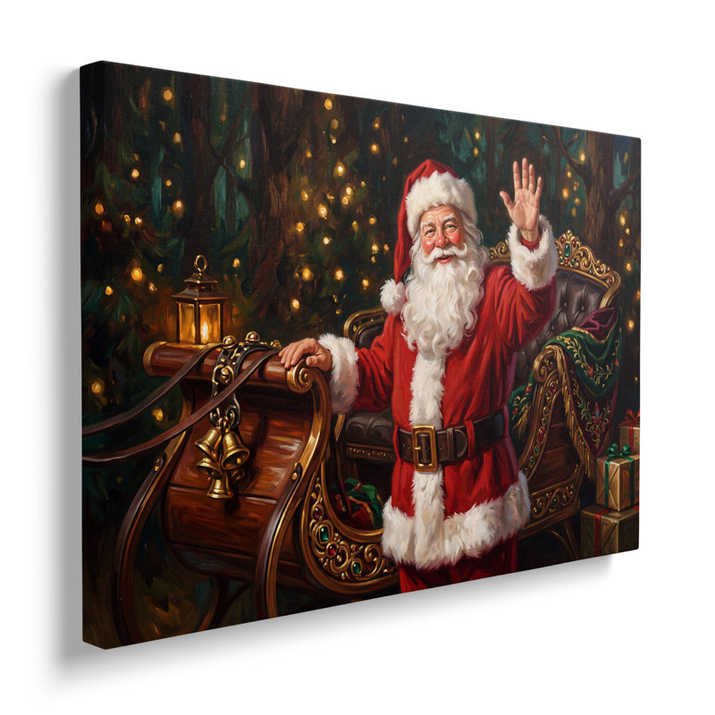 Art mural sur toile, Père Noël, H 12 po x l 18 po