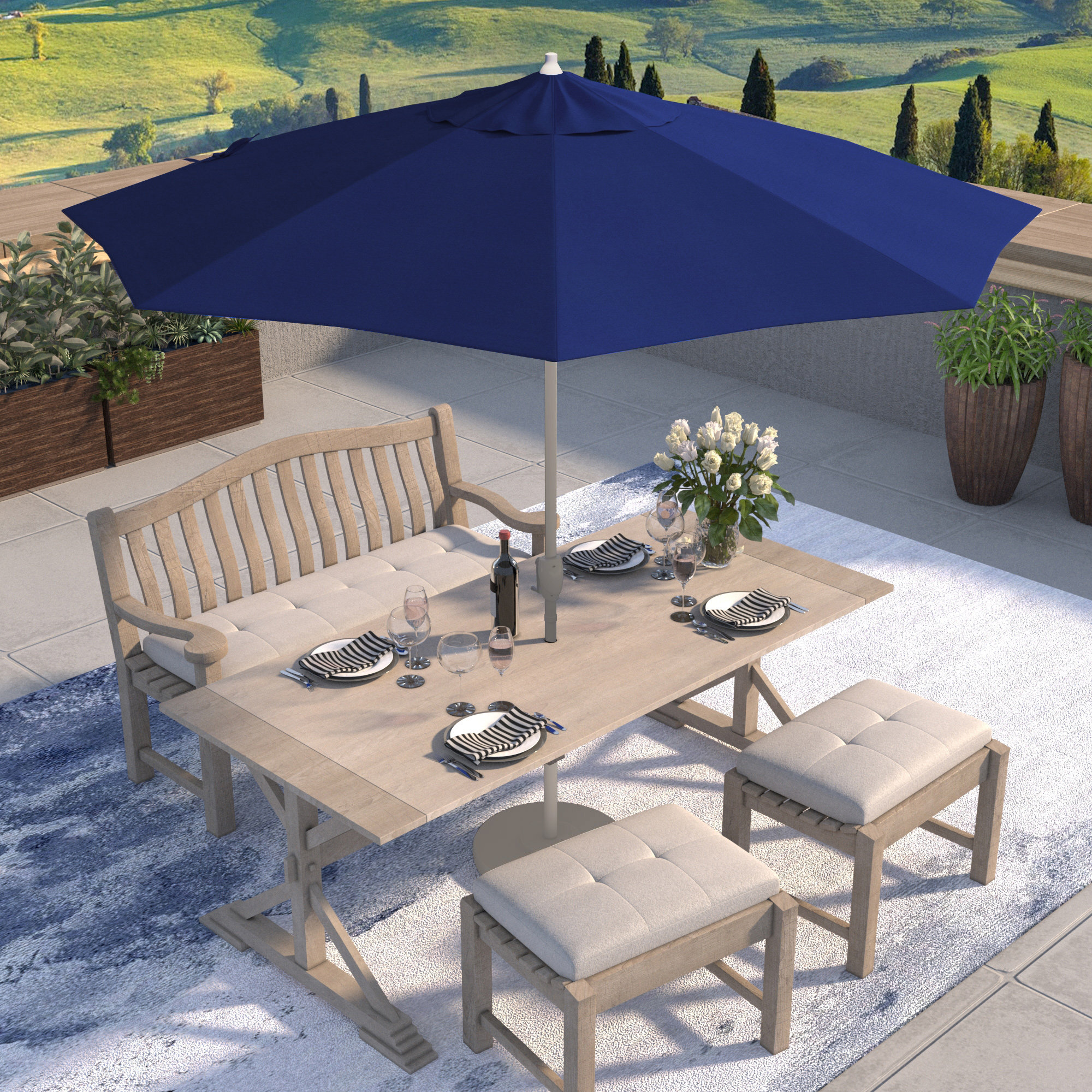 Kenne Sunbrella® Outdoor Umbrella, Canvas Trueblue Sunbrella® Canvas, 108" W x 108" D