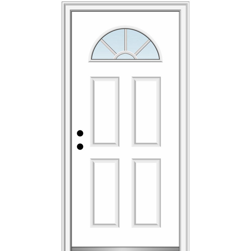 Portes d'entrée pré-montées en fibre de verre apprêtée Sunburst, H 81,75 po x l 30 po x P 4,56 po, Droite / vers l'intérieur