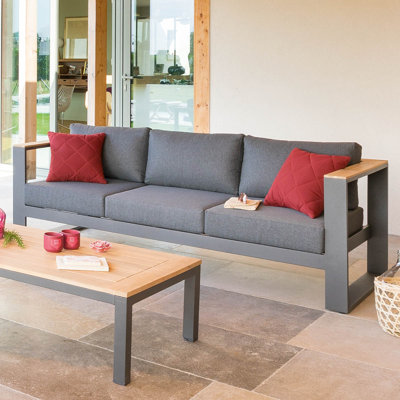 Nivaan 202cm Wide Metal Garden Sofa with Cushions
