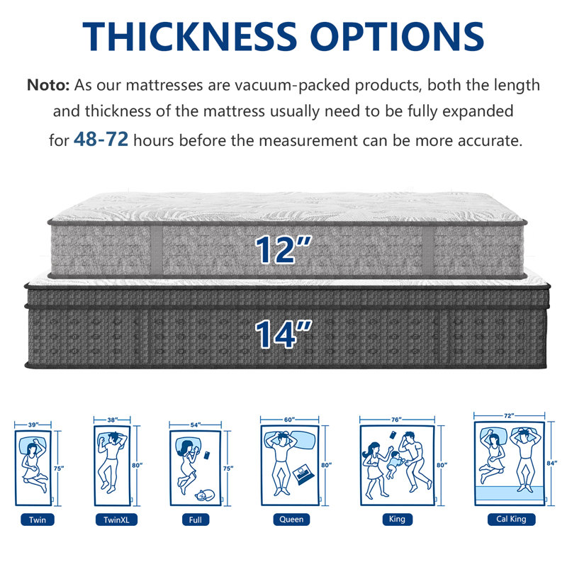 Devonport 14" Plush Cooling Gel Hybrid Mattress，Pocket Spring for Pressure Relief & Motion Isolation, Queen