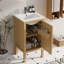 Armoire de salle de bain de 18 pouces avec lavabo en céramique, tablette réglable, charnières à fermeture en douceur et solution de rangement compacte pour les salles de bain compactes.