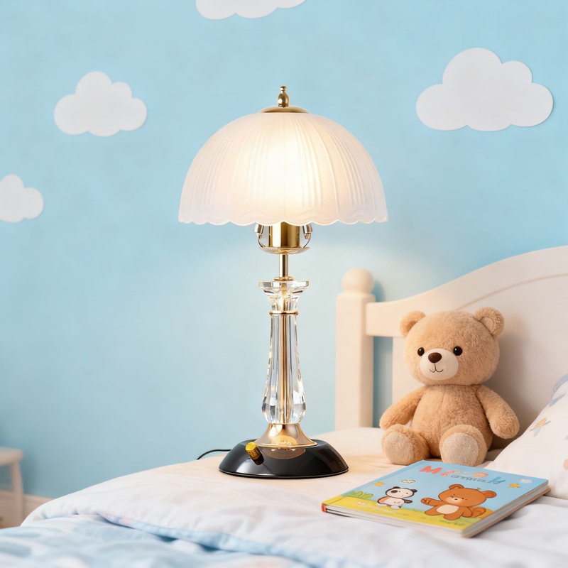 Lampe de table en cristal avec gradateur continu, lampe de chevet en verre moderne pour la décoration de la chambre à coucher et du salon, compatible avec les ampoules E26 (ampoules non incluses)