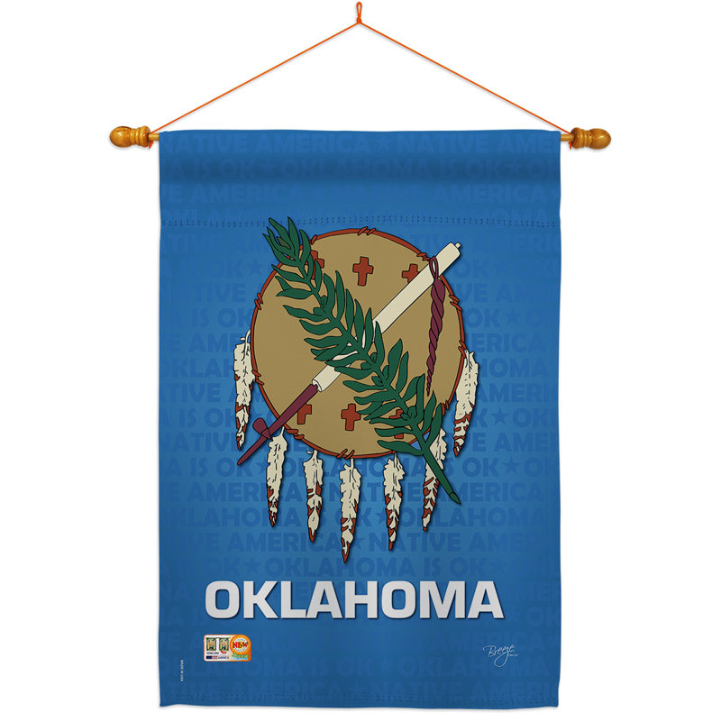 Coussin décoratif en polyester 2 faces 40 x 28 po impressions Ensemble de drapeaux, Oklahoma