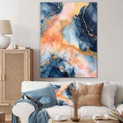 Nuage de marbre bleu et beige - impression