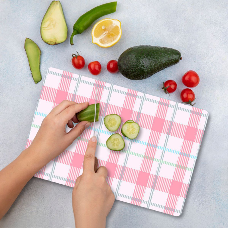 Flourish Premium Tempered Glass Cutting Board, 9.8 x 13.8 inches | 100% Antibacterial, Easy Clean, Non-Slip Silicone Feet | Durable Kitchen Essential for Safe Food Preparation, Stylish and Functional Design