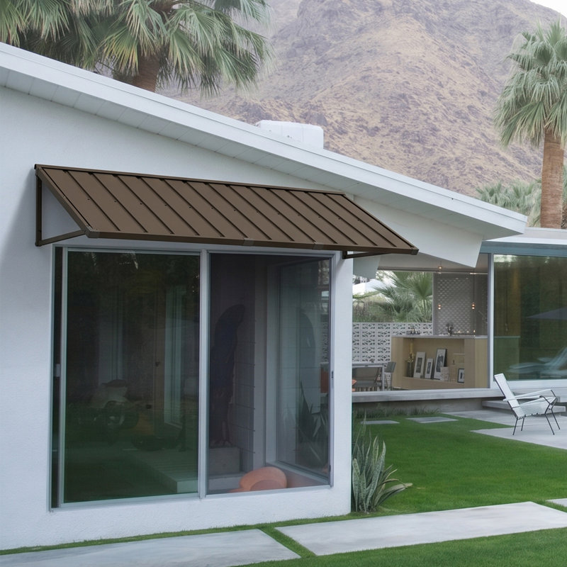 Powder-coated Metal Frame Standing Seam Fixed Window Awning All Weather Protection Door Canopy for Entrance, Windows, Porches, Balconies