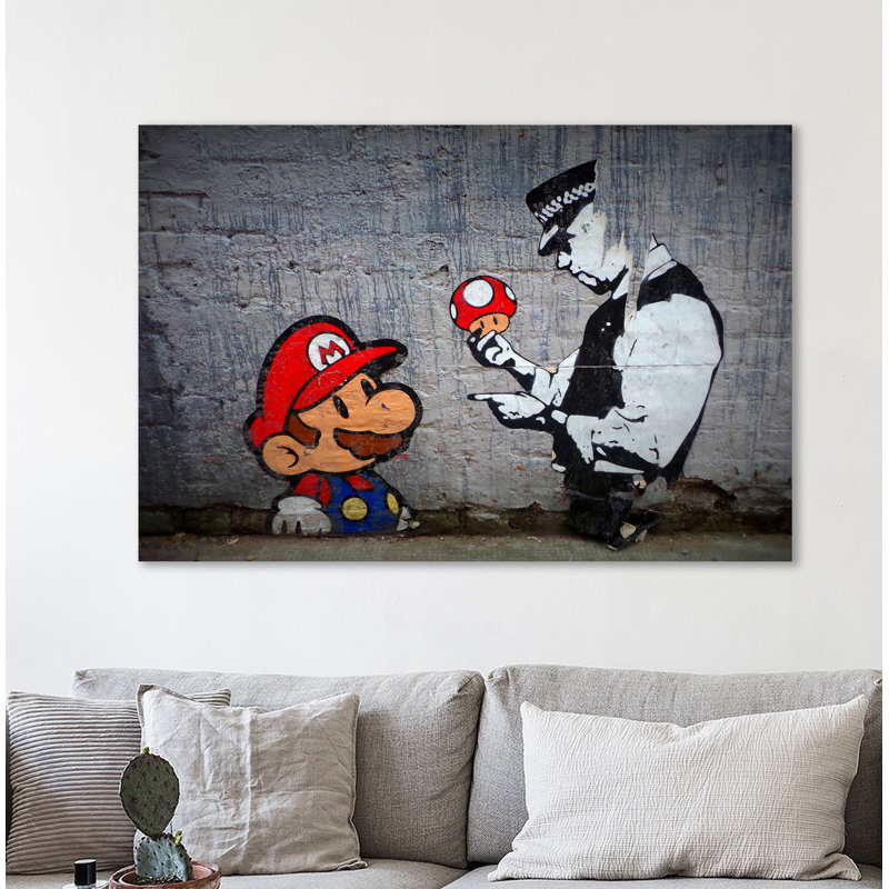 « mario’champignon », impression sur toile tendue, H 24 po x l 36 po x P 1,5 po