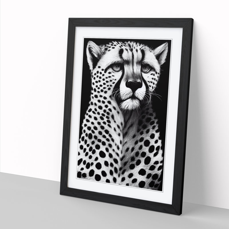 Cheetah Chalk - Picture Frame Print, Black Framed, 34cm H x 25cm W