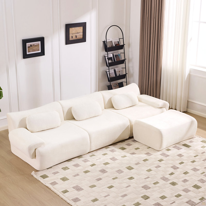 Combinaison modulaire, forme de joint en bambou, fauteuil, Blanc
