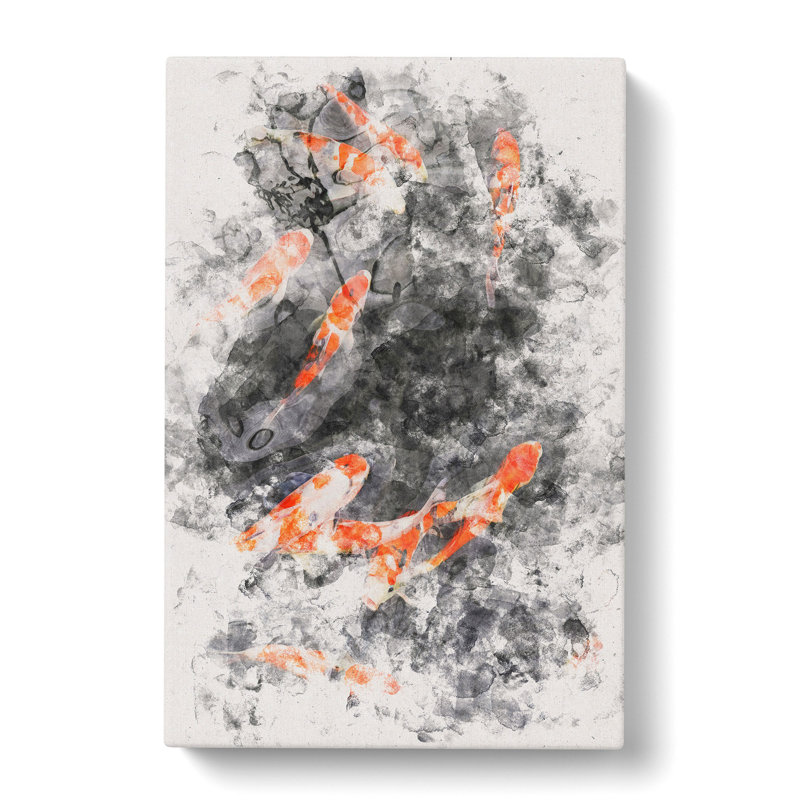 Carp & Koi Fish - Wrapped Canvas Painting, 50cm H x 35cm W x 3cm D