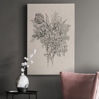 Bouquet floral I, toile tendue avec châssis de qualité supérieure - prête à être accrochée